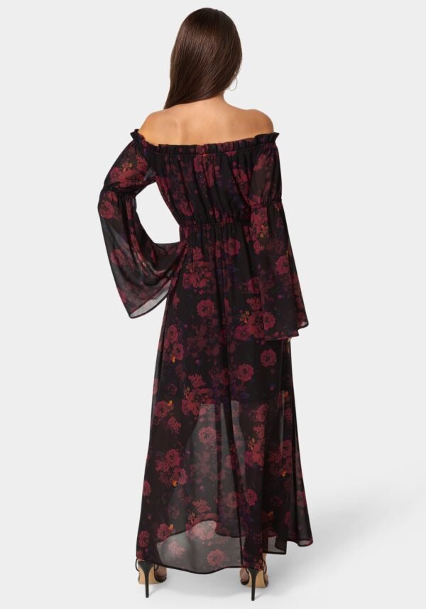 bebe2151_dark-red_3_c2e5ae47-e5d6-4cc1-96af-fbbc2688a042 Off the Shoulder Bell Sleeve Maxi Dress